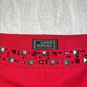 versace red mini skirt